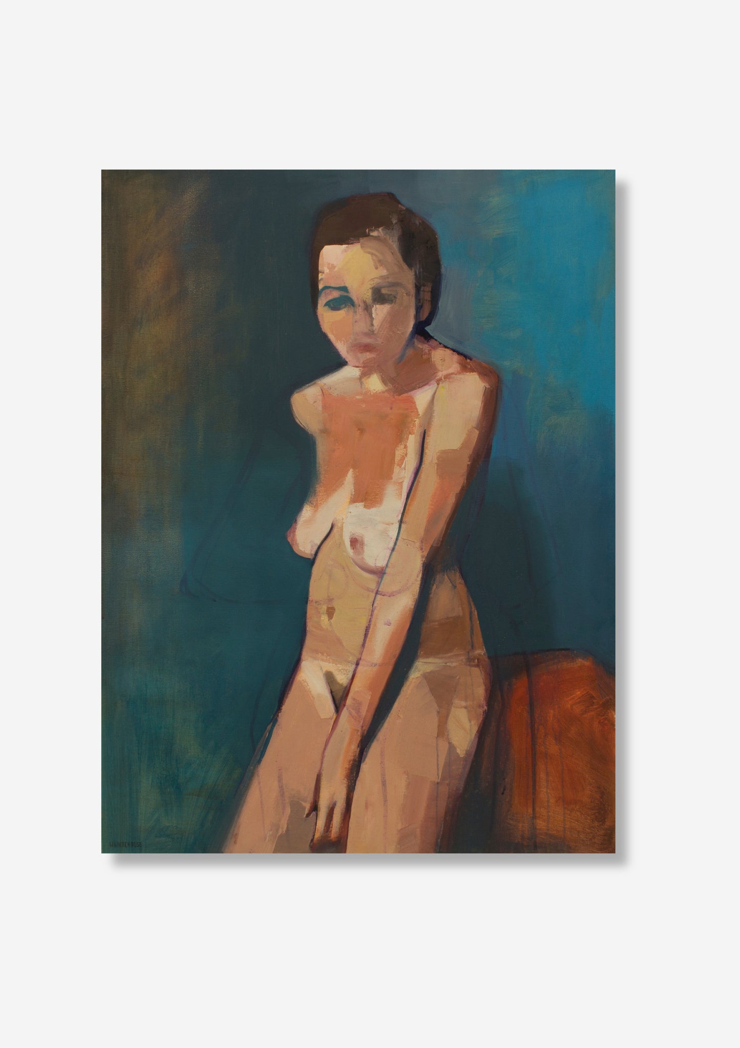 Woman with Blue Background